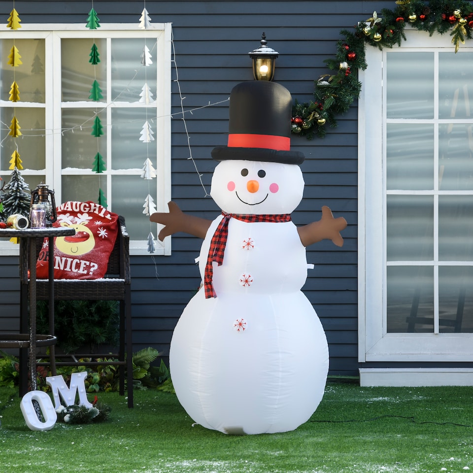 image 1 of HOMCOM 6ft Giant Inflatable Snowman Christmas Decoration w LED Lights Accessories Cute Family Fun Seasonal Outdoor Indoor