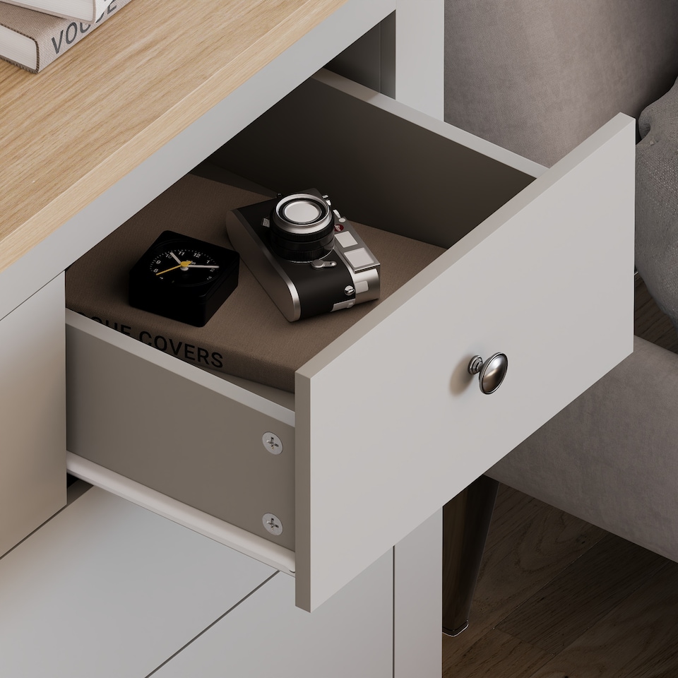 image 1 of Vida Designs Arlington 5 Drawer Chest of Drawers Shaker Bedroom Storage, Grey & Oak