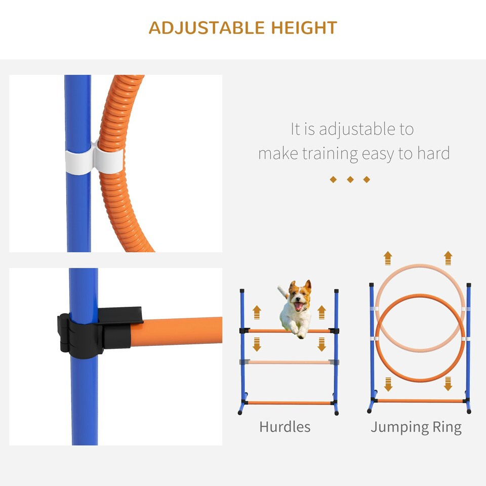 image 1 of PawHut 8 Piece Dog Agility Equipment Set, Outdoor Agility Kit for Pet, Orange