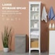 image 4 of kleankin Tall Bathroom Cabinet with Adjustable Shelves, Double Door, White White