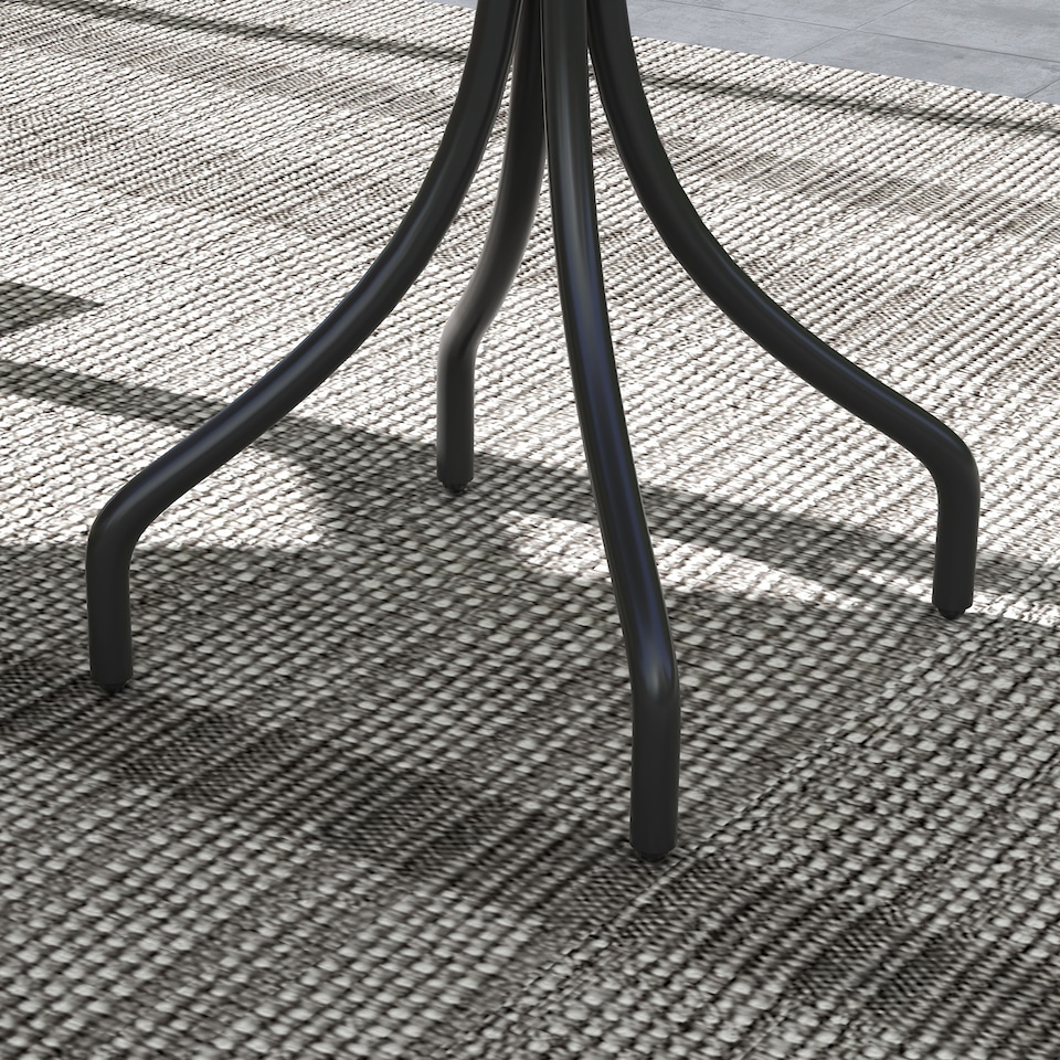 image 1 of Outsunny 66cm Diameter Garden Side Table, Round Bistro Coffee Table, Outdoor Patio Table with Steel Frame and Slat Tabletop for Balcony and Porch, Grey Wood Grain | Grey | Grey Wood Grain