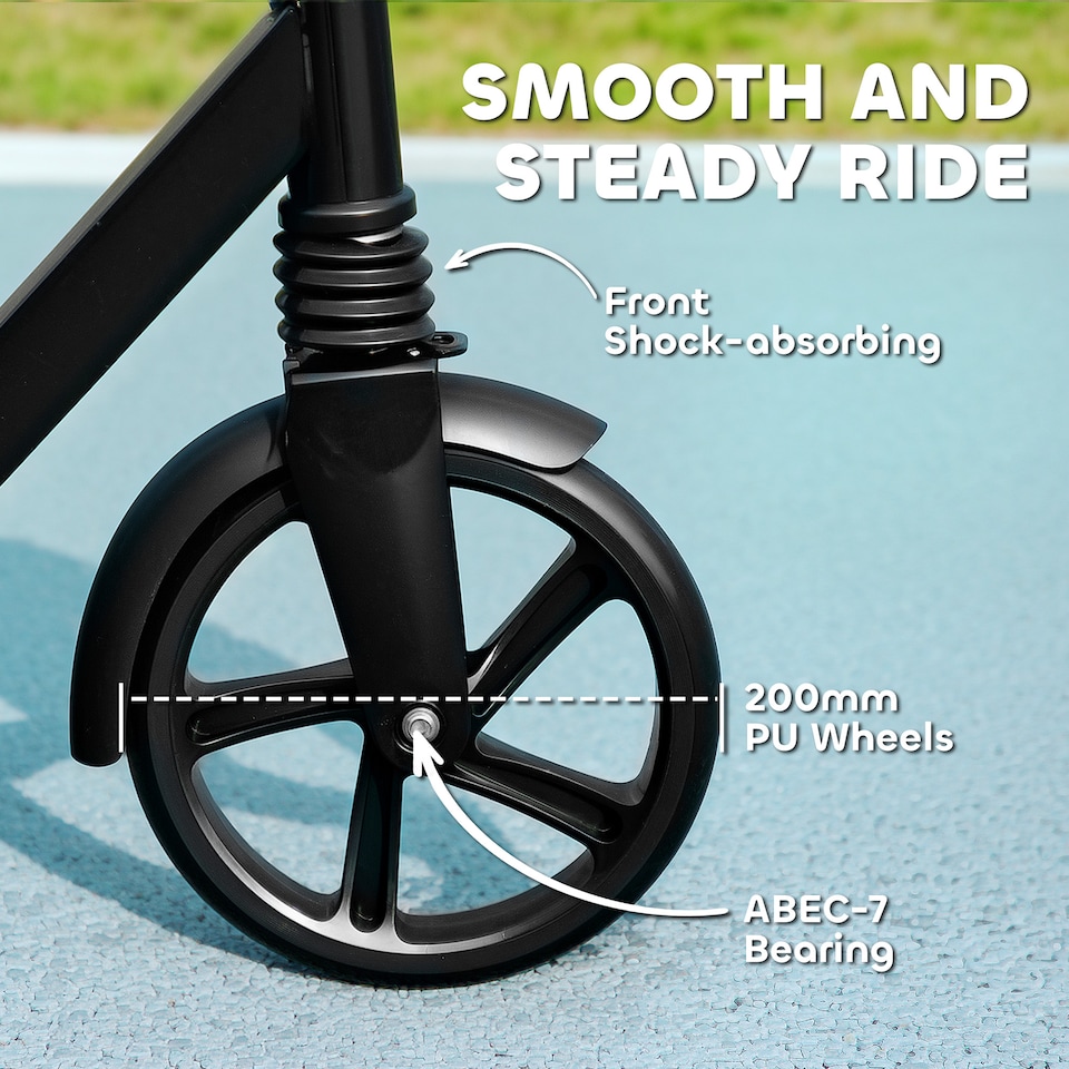 image 1 of AIYAPLAY Kids Scooter, Foldable Kick Scooter w/ Adjustable Handlebar, Black