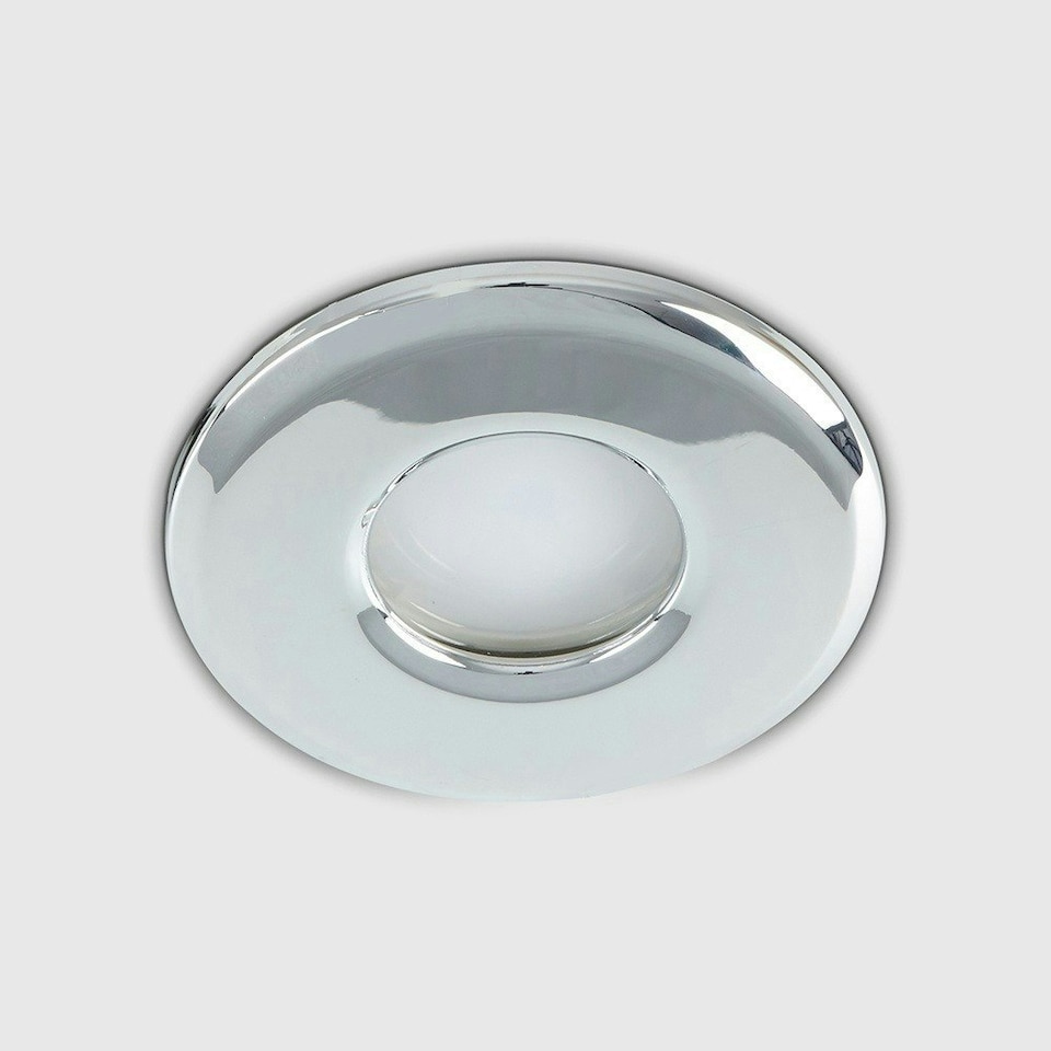 image 1 of ValueLights Pack of 4 Bathroom/Shower/Soffit IP65 Chrome Recessed Ceiling Downlights - Complete with 5w LED Bulbs 3000K Warm White | Chrome