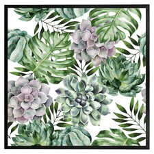 Watercolour botanical leaves (Picture Frame) Black | L