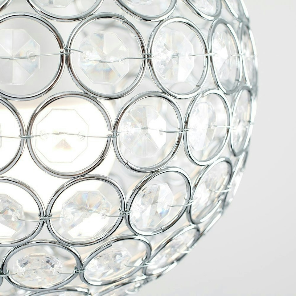 image 1 of ValueLights Modern Chrome Globe Ceiling Light Shade With Acrylic Crystal Effect Jewels