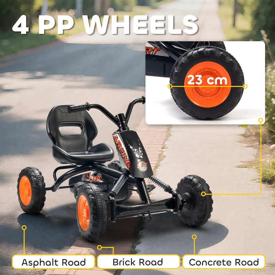 image 1 of AIYAPLAY Pedal Go Kart, Go Kart for Kids Ages 2-5 Years, Black