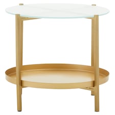 Pali Two Tier Glass And Iron Side Table Gold