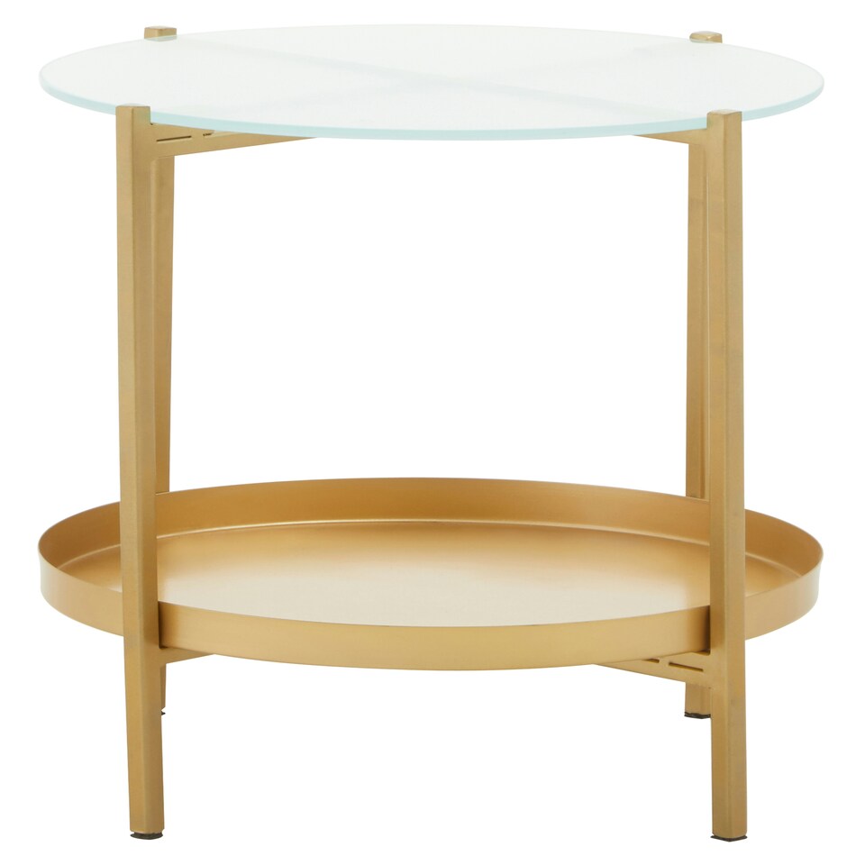 image 1 of Pali Two Tier Glass And Iron Side Table Gold