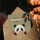 image 3 of Christmas Card Cute Happy Panda With Hot Chocolate Cup