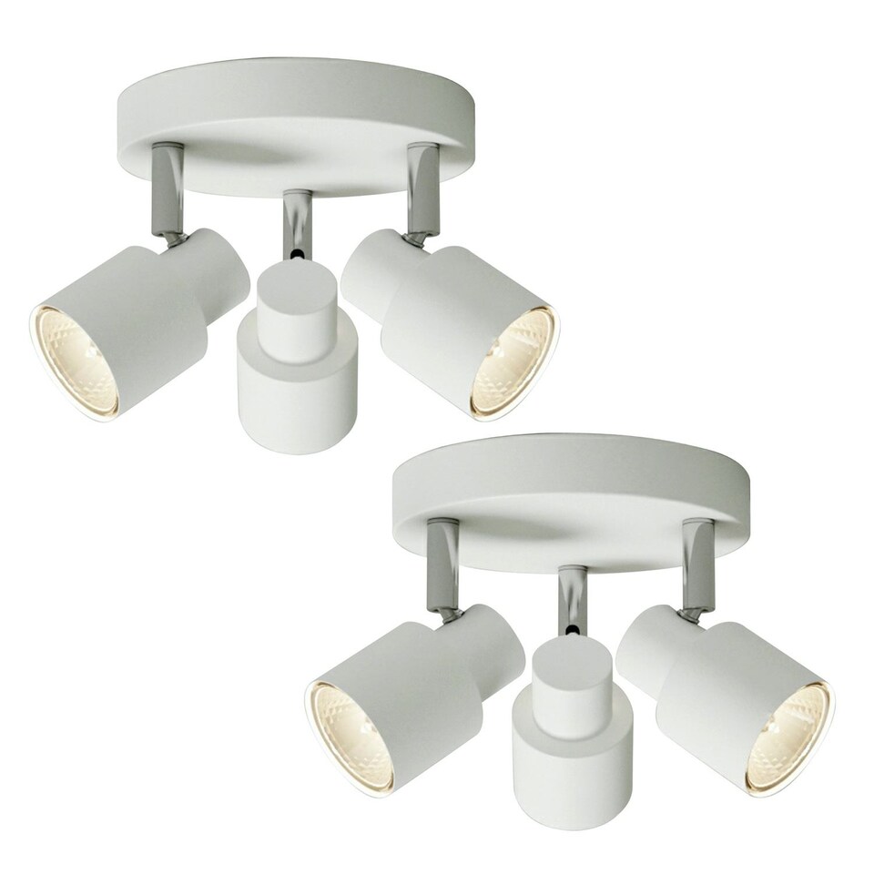 image 1 of Set of 2 Irwin - White 3 Light IP44 Bathroom Round Spotlight Plates | White | 2