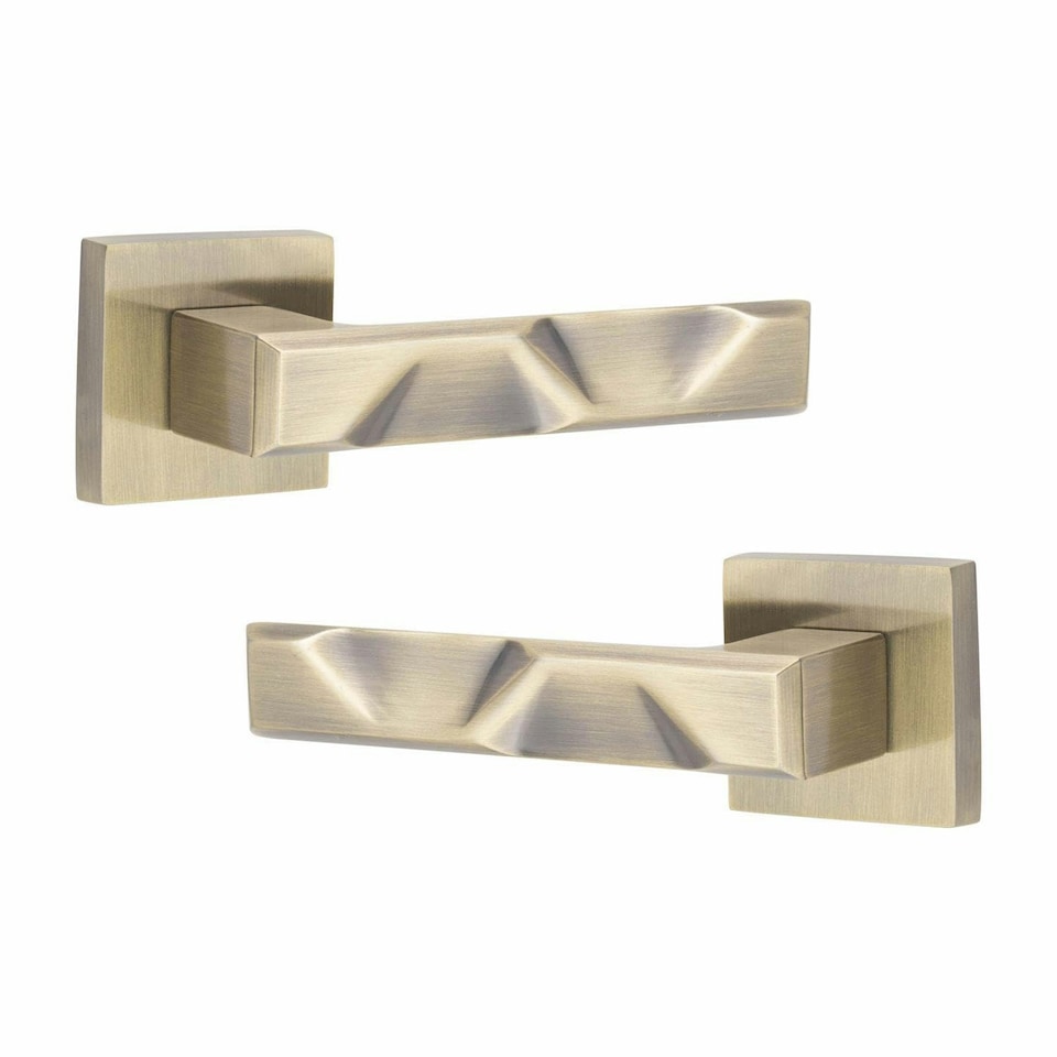 image 1 of Golden Grace 5 Pairs Modern Nova Premium Design Door Handles on Square Rose in Antique Brass Finish Gold