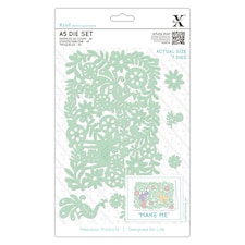 Xcut Die Set (7pcs) - Folk Floral Scene, Silver, A5