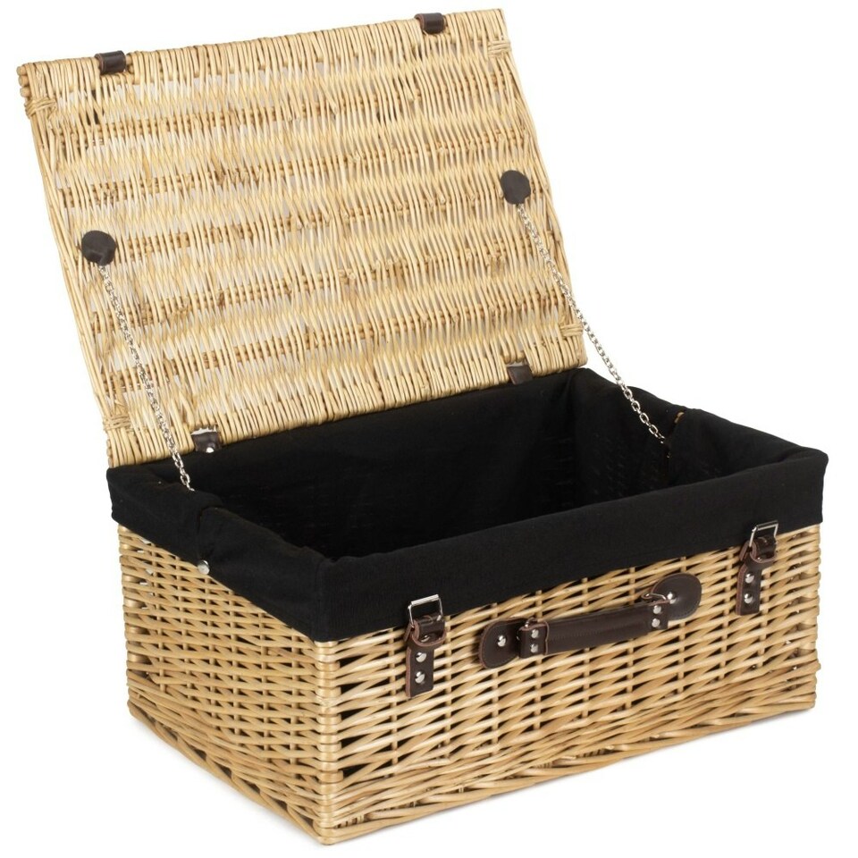 image 1 of 51cm Buff Wicker Picnic Basket with Lining Red | Red | One Size