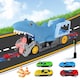 image 5 of Shark Devour Transporter Toy Truck - Push-and-Go Vehicle with Slide-Off Ramp, Roaring Sounds, Lights & 4 Mini Cars, Realistic Shark-Head Design for Kids Ages 3-7