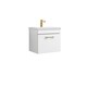 image 1 of Rio 1 Drawer Wall Hung Vanity Basin Unit - 500mm - Gloss White with Brushed Brass D Handle (Tap Not Included) White