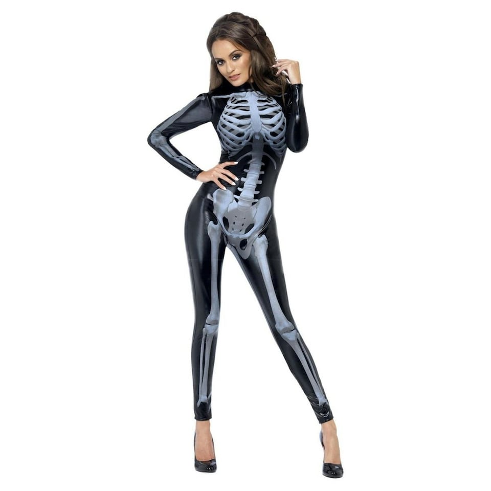 image 1 of Fever Womens/Ladies Miss Whiplash Skeleton Costume - Black - S S