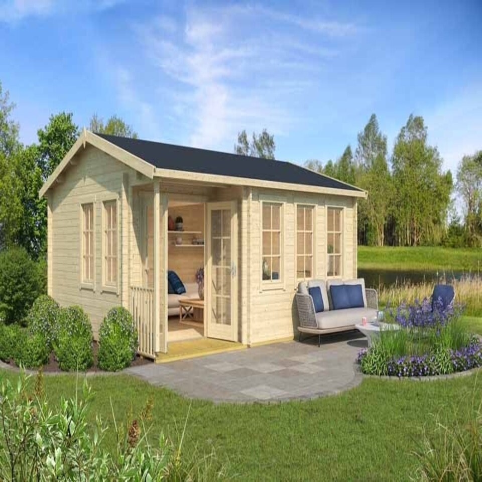 image 1 of Sri Lanka w/o doors + Sri Lanka 44 SGC-Log Cabin, Wooden Garden Room, Timber Summerhouse, Home Office - L600 x W521.8 x H285 cm Brown