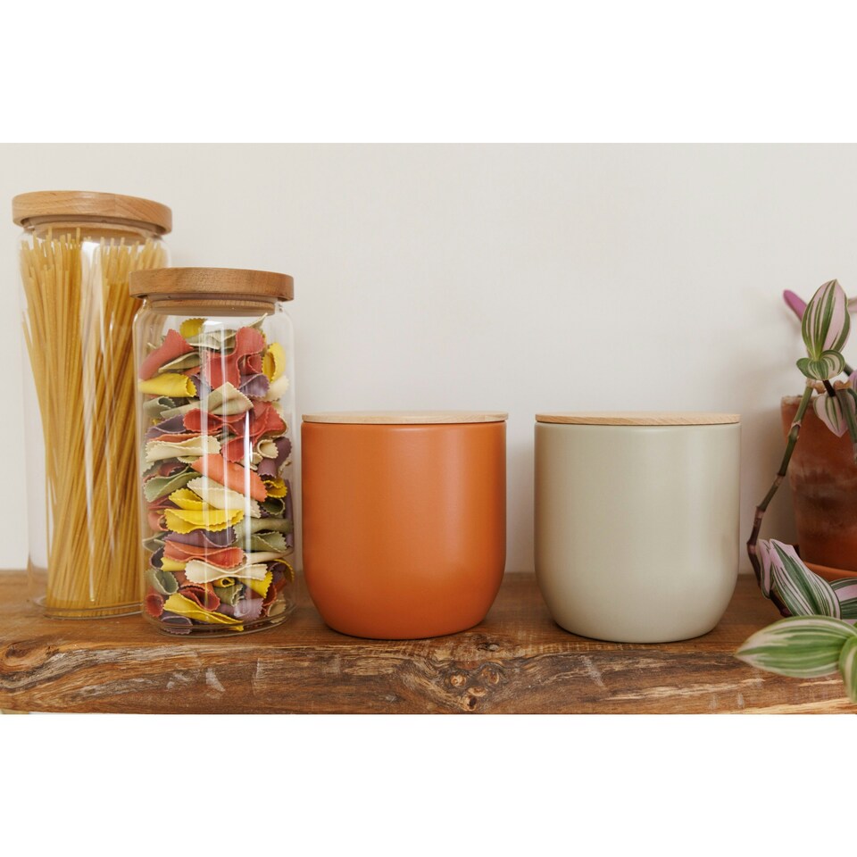 image 1 of KitchenCraft Kitchen Canister Putty Wood 12x12cm