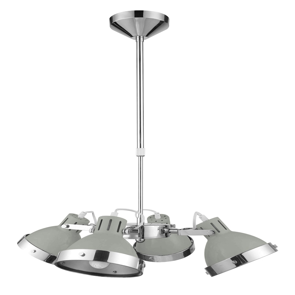 Interiors by Premier Jasper 4 Light Grey Shades Pendant Light