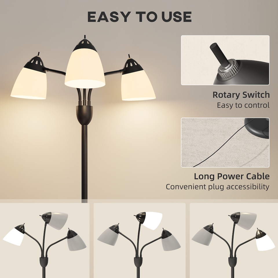 image 1 of HOMCOM Arc Tree Floor Lamp with 3000K/4500K/6500K Colour Temperatures Black