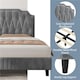 image 7 of Yaheetech 5ft King Upholstered Bed Frame with Button-Tufted Headboard Light Grey