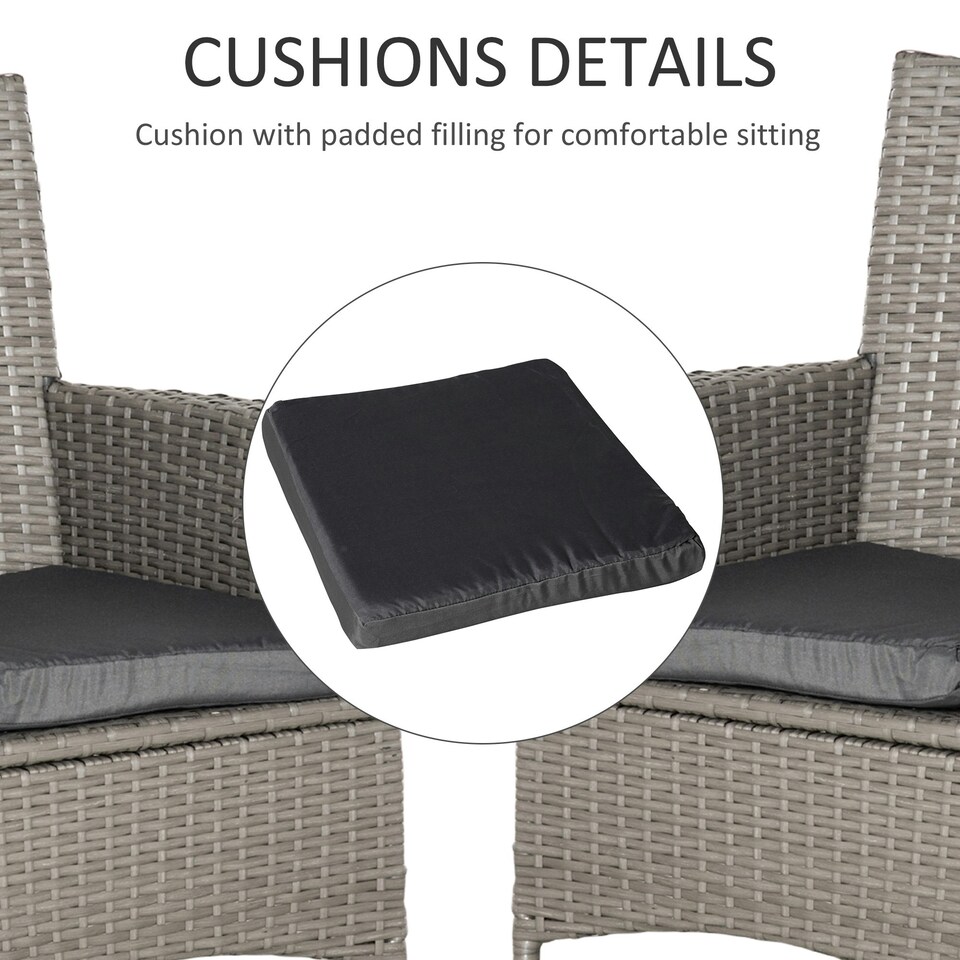 image 1 of Outsunny 4PC Outdoor Rattan Armchair Wicker Dining Chair Set for Garden Grey