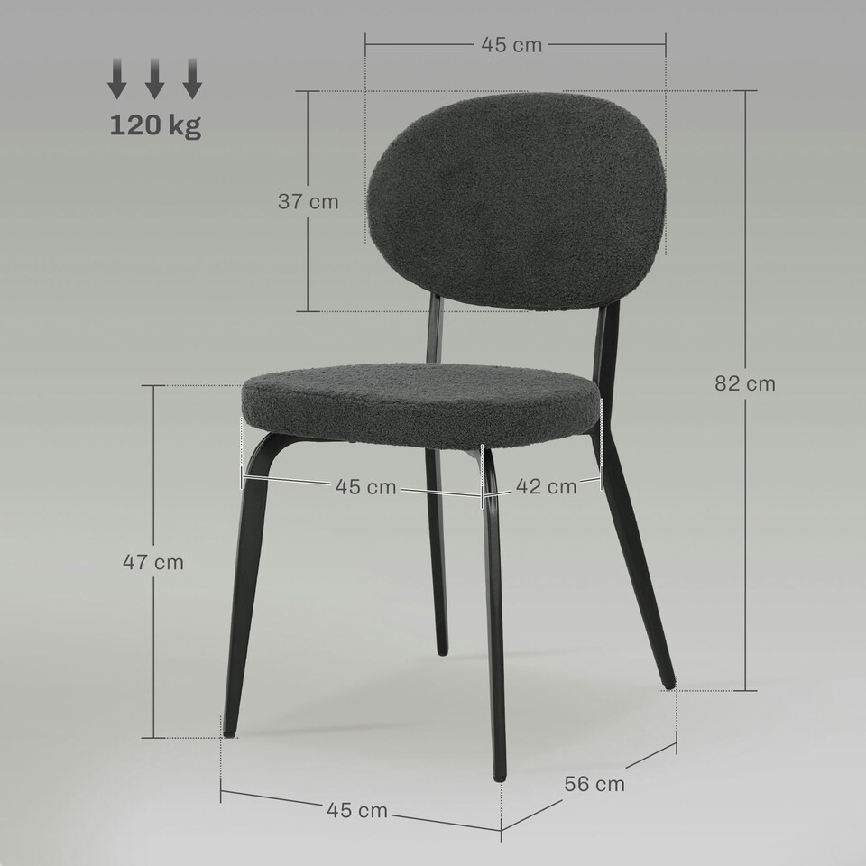 image 1 of HOMCOM Set of 4 Sherpa Dining Chairs Boucle Kitchen Chairs with Back 