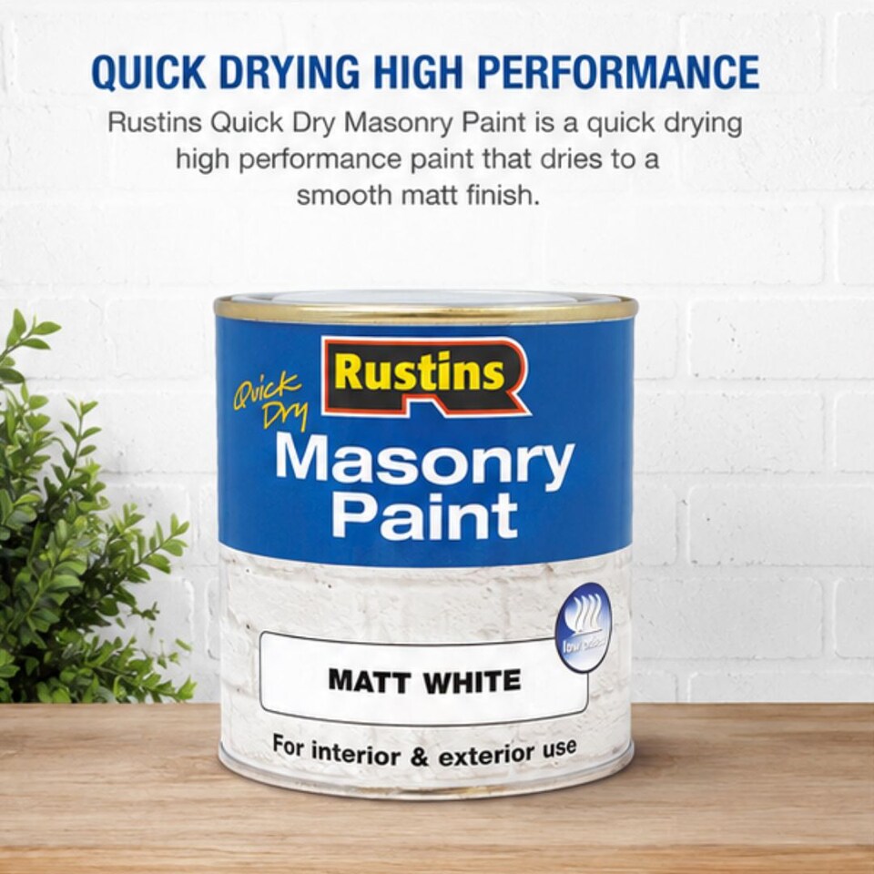 image 1 of Rustins Quick Dry Masonry Paint Matt White 500ml