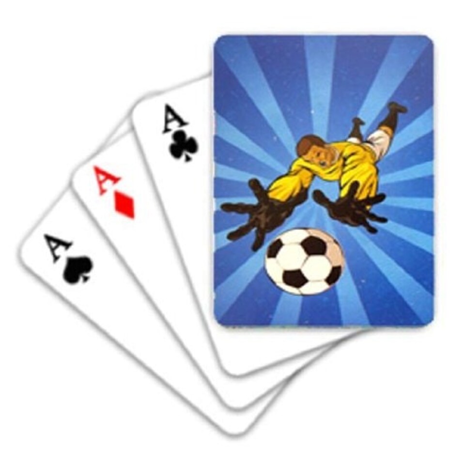 image 1 of Pack of 24 Card Playing Mini Football 6 x 4cm 3 Assorted