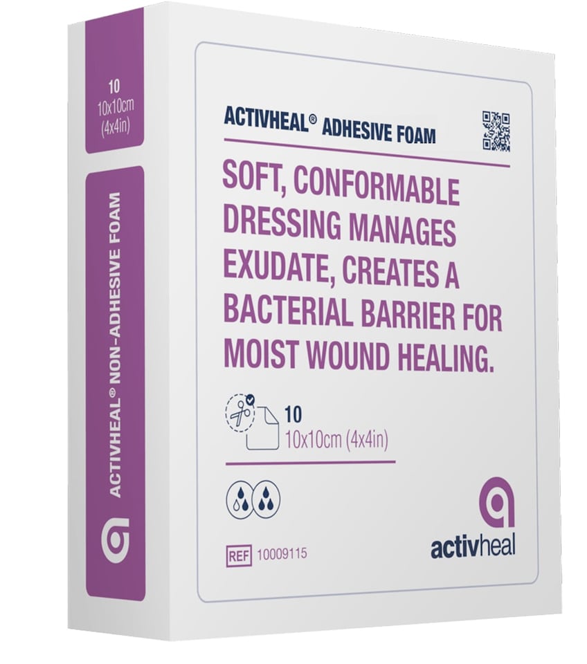 image 1 of Activheal Foam Adhesive 10cm x 10cm Pack of 10