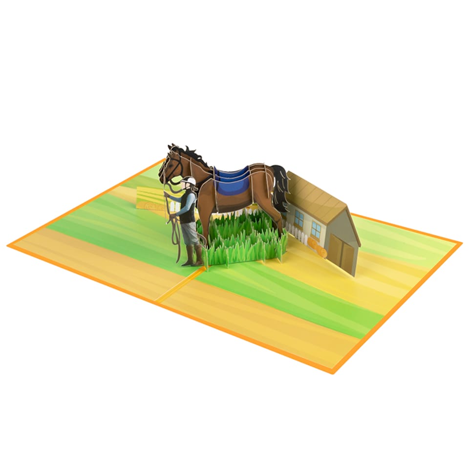 image 1 of Barnside Bond Horse & Rider 3D Pop Up Greeting Card