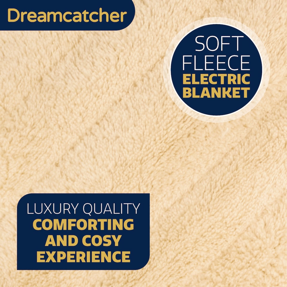 image 1 of Dreamcatcher Deluxe Cream Electric Throw Heated Double Over Blanket Soft Fleece 9 Heat & 12 Timer Settings | Cream | Cream | 1