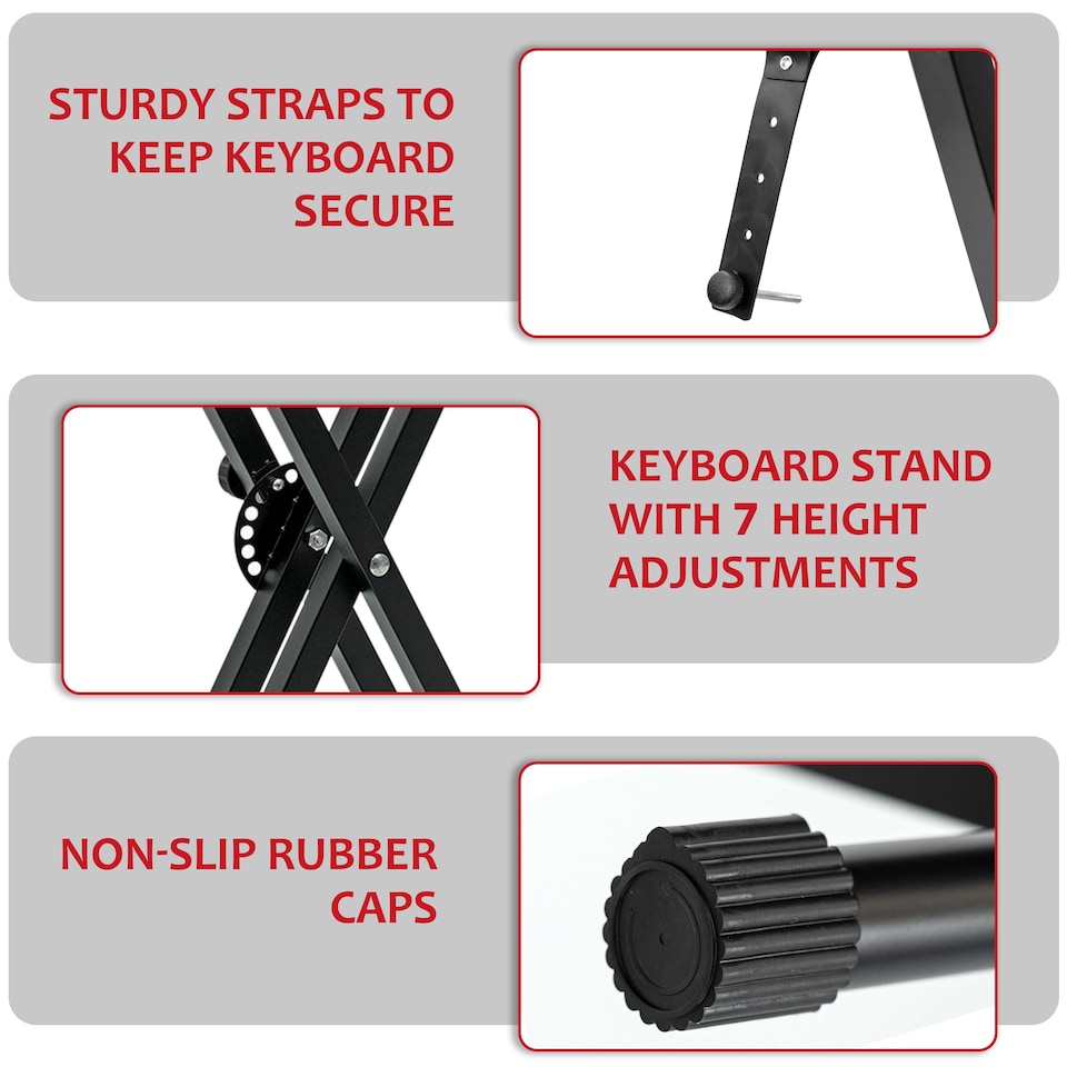 image 1 of X Frame Keyboard Stands Double Beam Music Electronic Keyboard Stand | Black