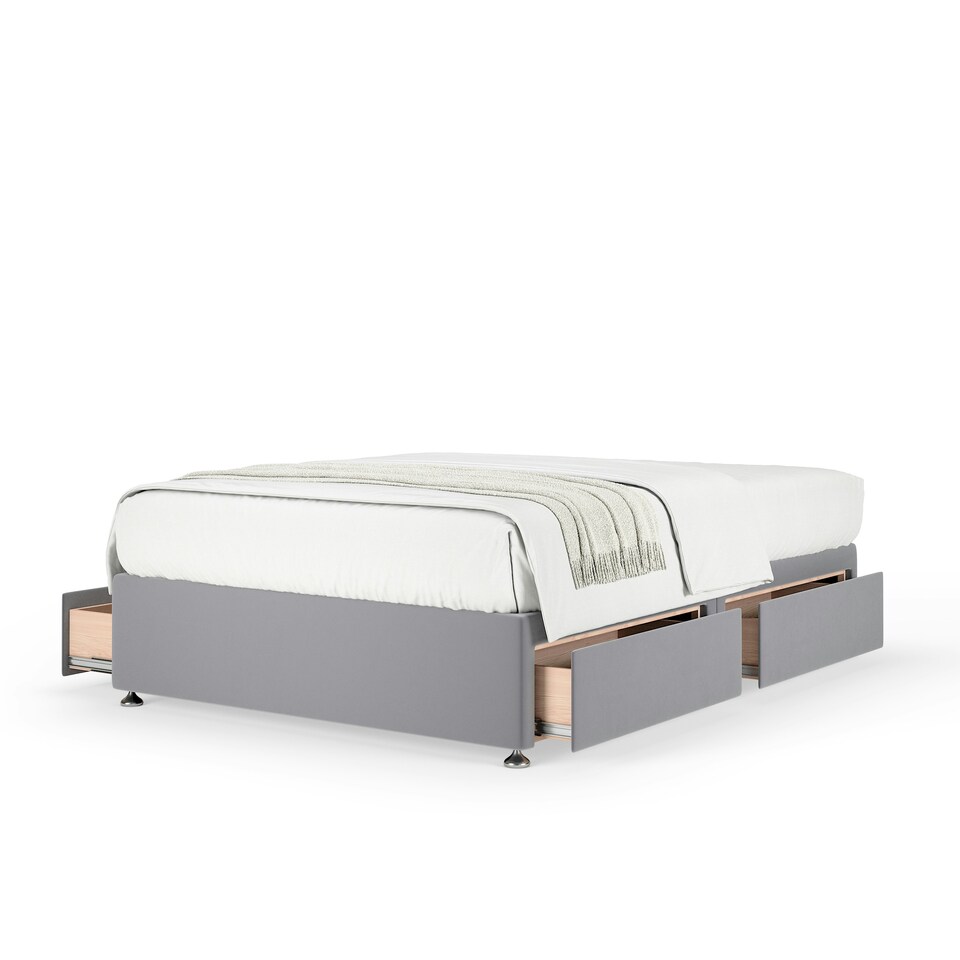 image 1 of Signature Platinum 2000 Pocket Sprung Silver Plush Velvet 4 Drawer Divan Set King Size