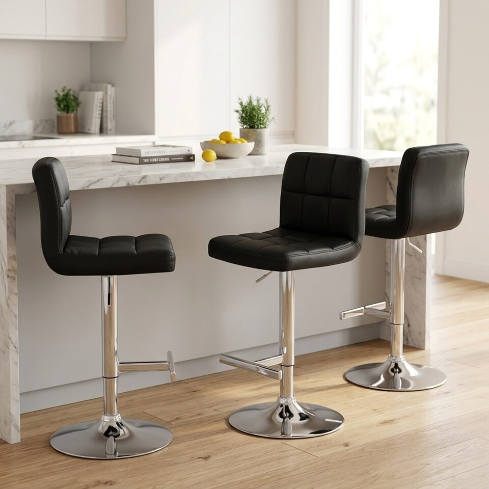 image 1 of Allegro Breakfast Bar Stool, Height Adjustable Swivel Gas Lift, Kitchen Bar & Home Barstool
