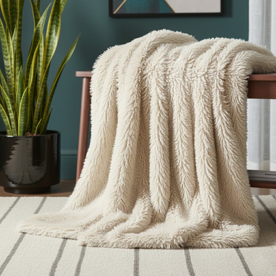 image 1 of Cuddly Extra Fluffy Throw Ultra Soft Plush Blanket for Sofa Bed Home Decor