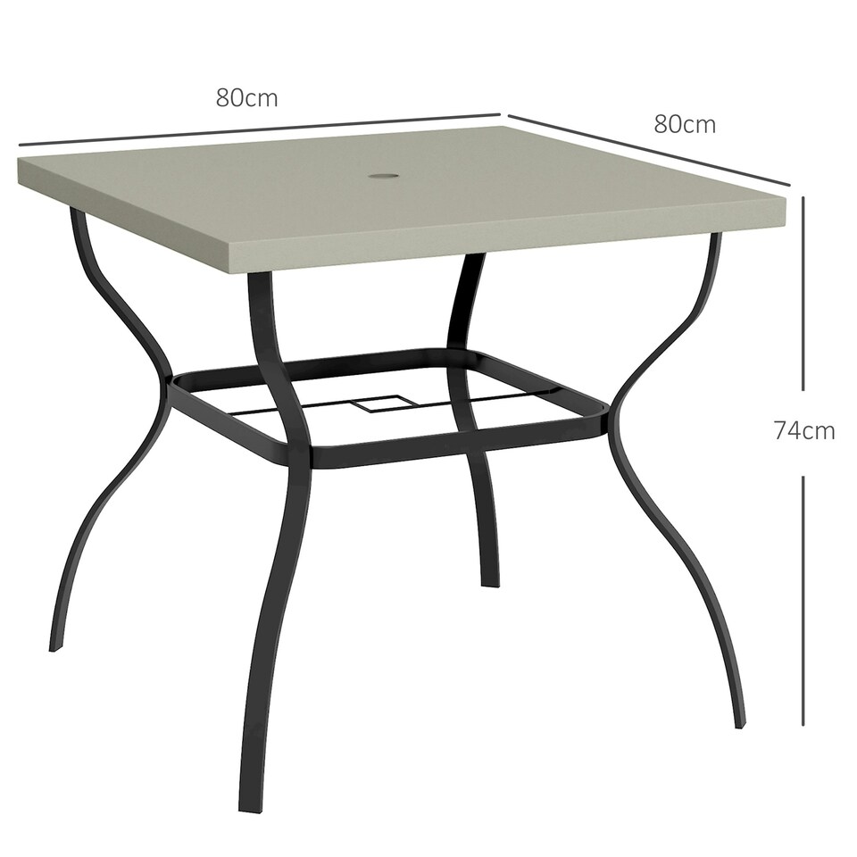 image 1 of Outsunny Garden Dining Table w/ Umbrella Hole, Dining Table for 4