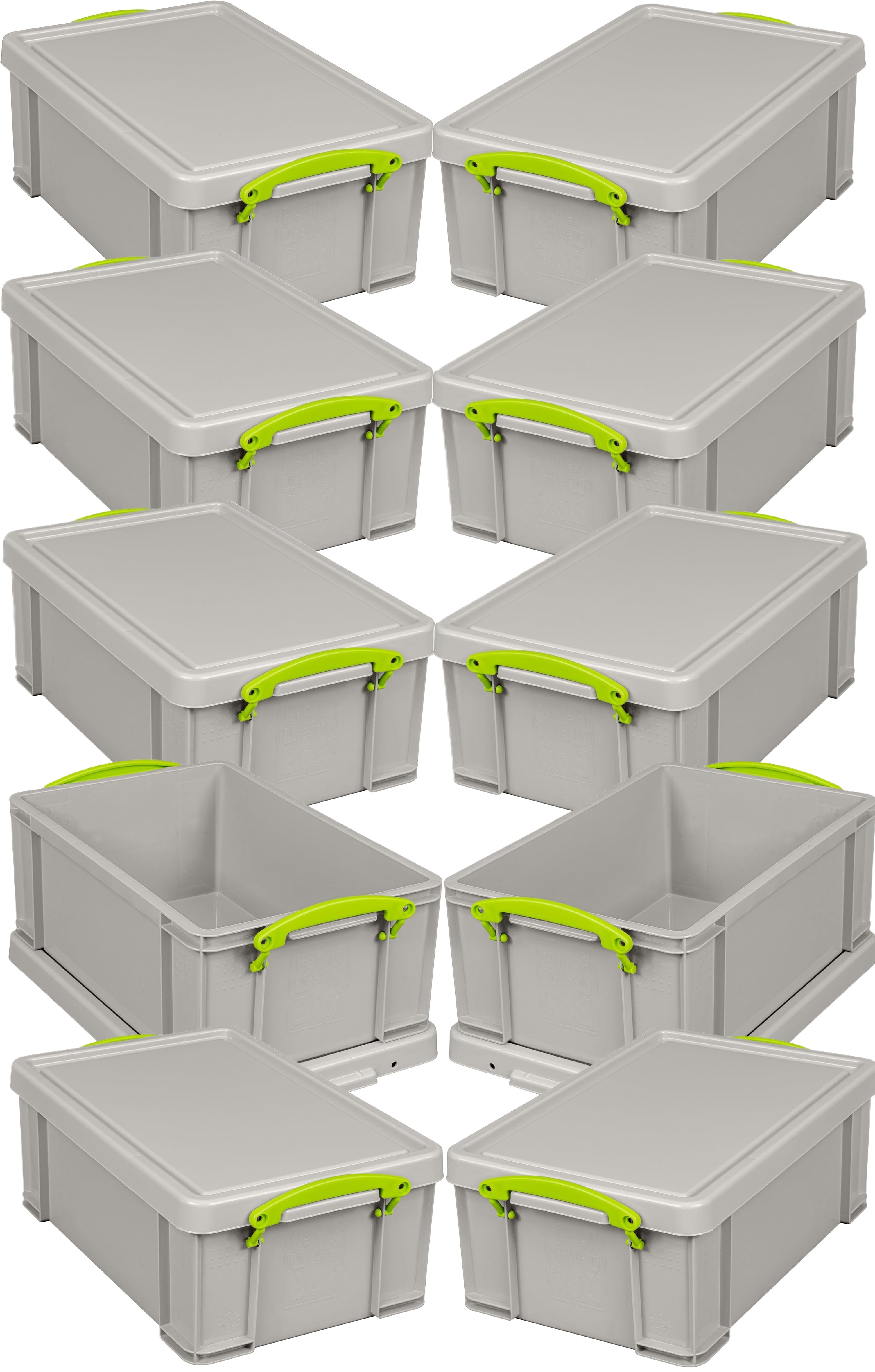 Really Useful Plastic Storage Box 9 Litre Dove Grey Pack of 10