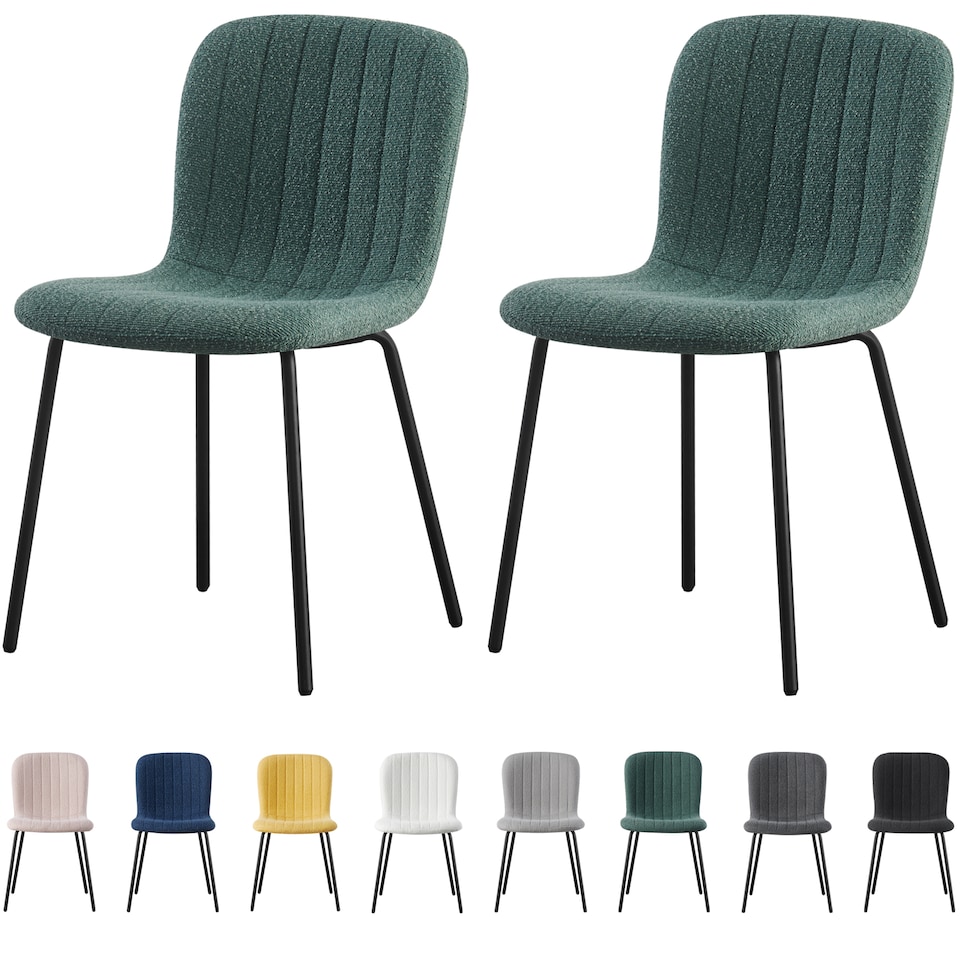 image 1 of Set of 2 Teddy Faux Fur Stitched Design Dining Chairs Green Bella by MCC