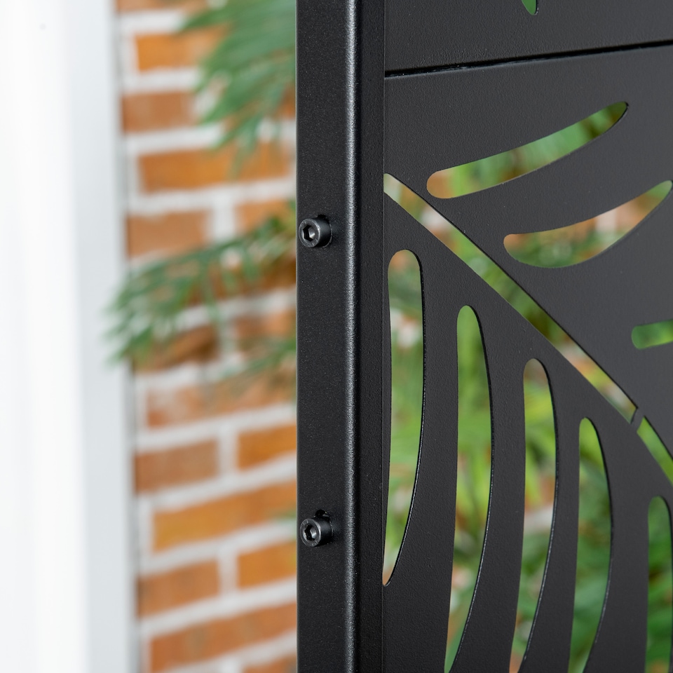 image 1 of Outsunny 6.5FT Metal Outdoor Privacy Screen Panel w Stand and Screws