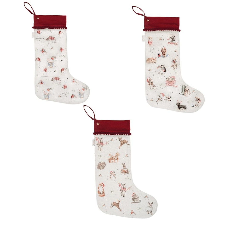 image 1 of Wrendale Designs Illustrated Animal Fabric Christmas Stocking - 22 x 60 cm