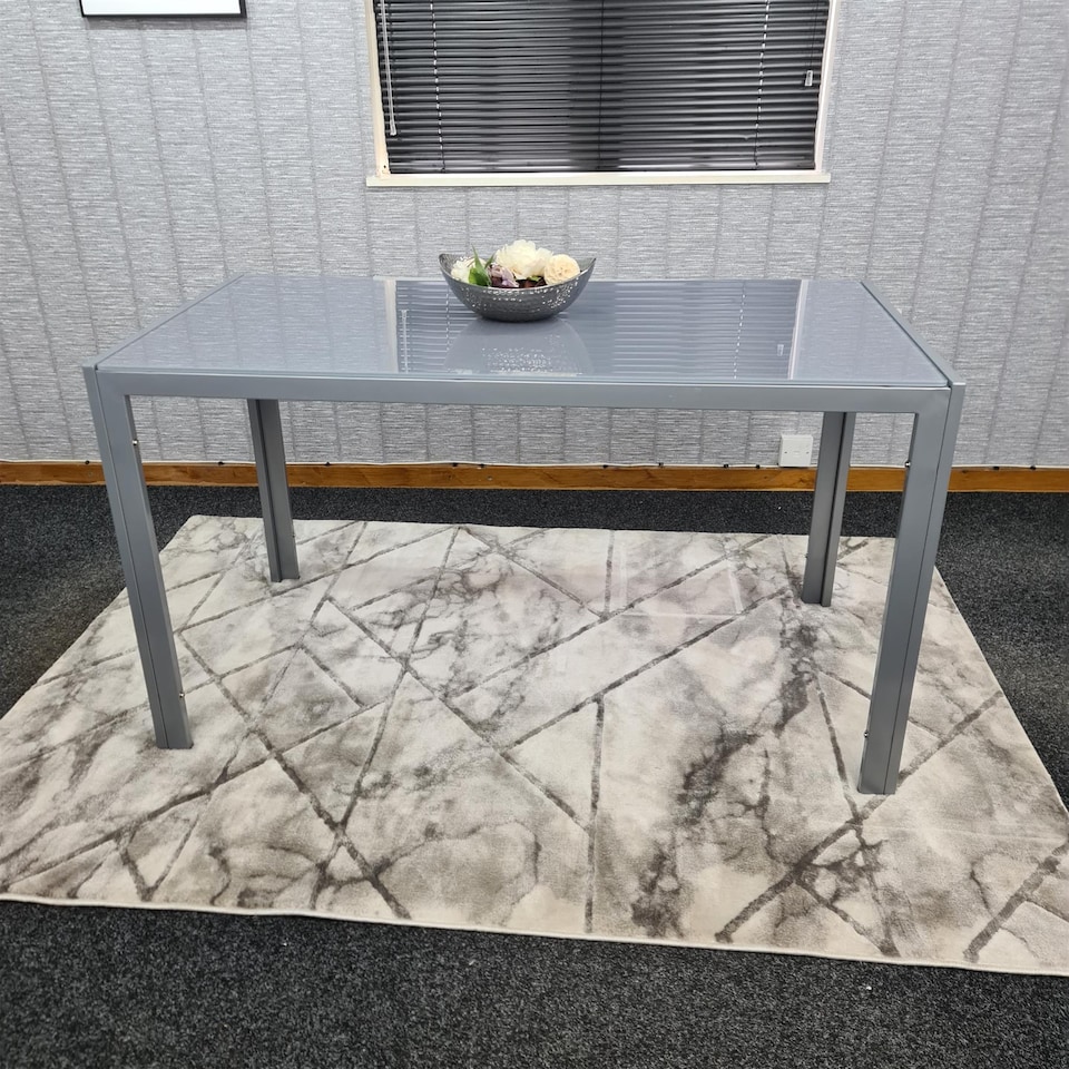 image 1 of Dining Table Grey Glass Kitchen Place for 4 Seats, Dining Table Only (Grey H 75 x L 120 x W 70 cm)