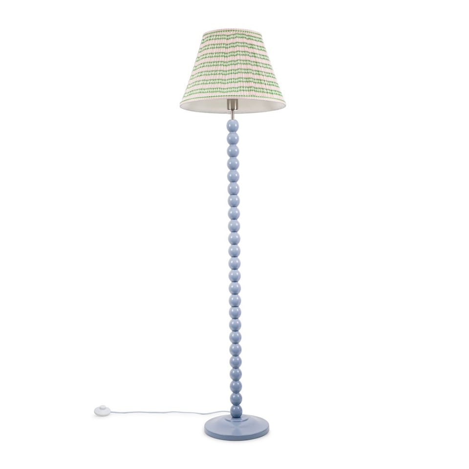 image 1 of ValueLights Bobbles Blue Bobbin Floor Lamp Pink Aztec Pleat Shade | Blue