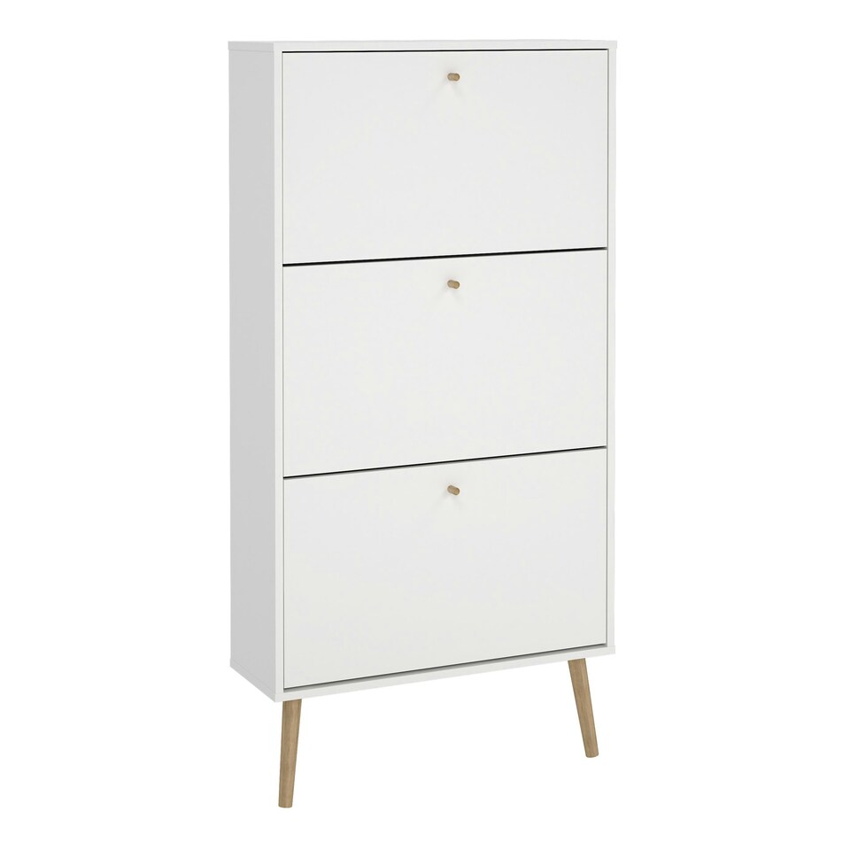 image 1 of Cumbria Shoe Cabinet 3 Flip Down Doors White