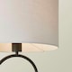 image 2 of ValueLights Antonia Grey Fabric Drum Lamp Shade Matte Black Oval Table Lamp with LED Bulb Black