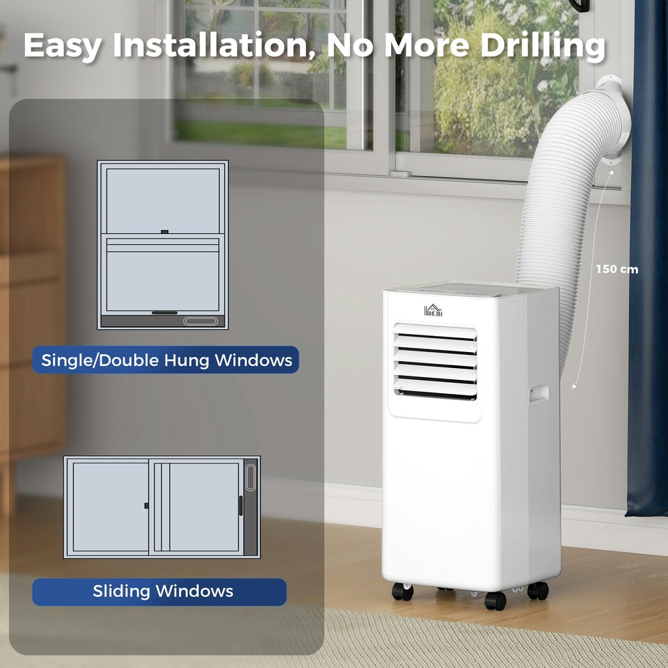 image 1 of HOMCOM 7000 BTU Mobile Air Conditioner Indoor Portable AC Unit w/ RC, White