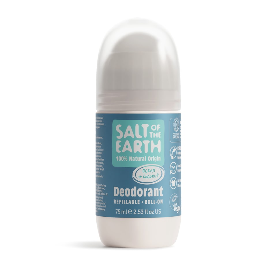 image 1 of Salt of the Earth Unisex Refillable Roll On Deodorant Ocean & Coconut Natural Origin Ingredients Vegan Formula 75ml | Blue