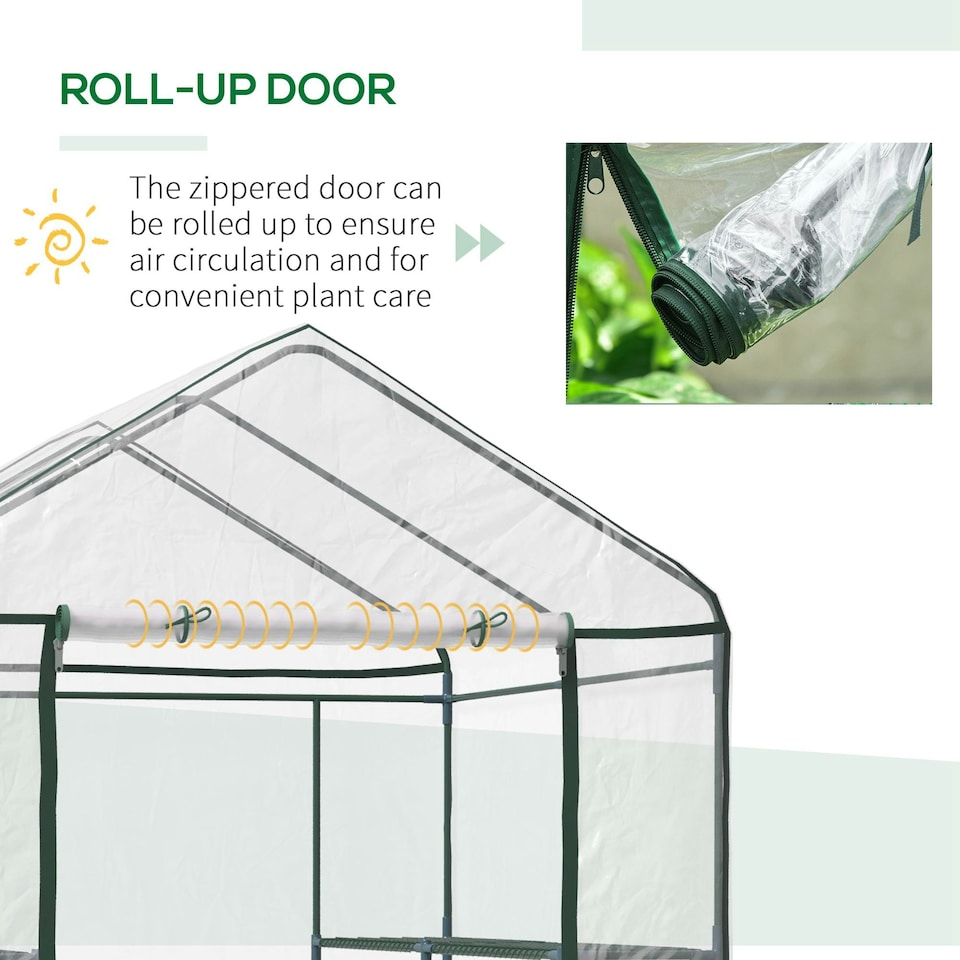 image 1 of Outsunny Walk In Greenhouse Garden Clear PVC Frame Shelves Reinforced Plant Grow