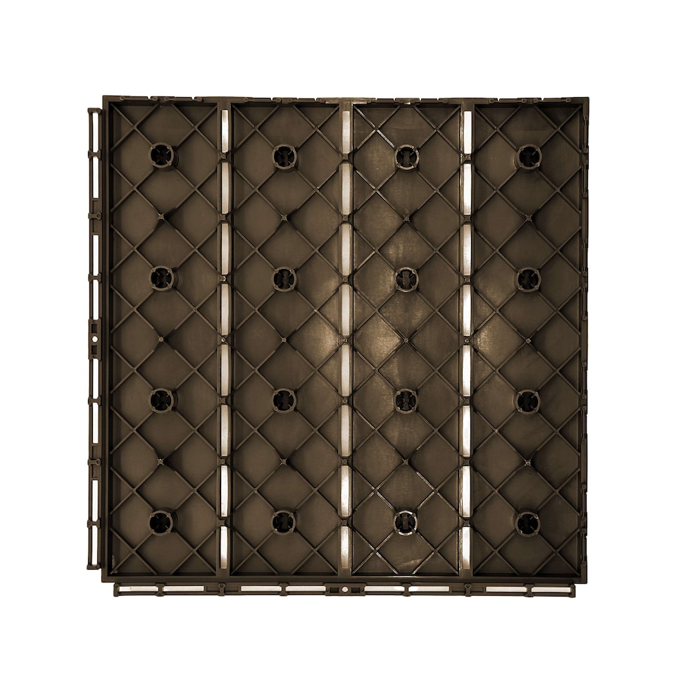 image 1 of Polydeck PVC Interlocking Decking Tiles - Brown | Brown | Pack of 36