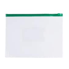 Pack of 12 A5 Clear Zippy Bags with Green Zip